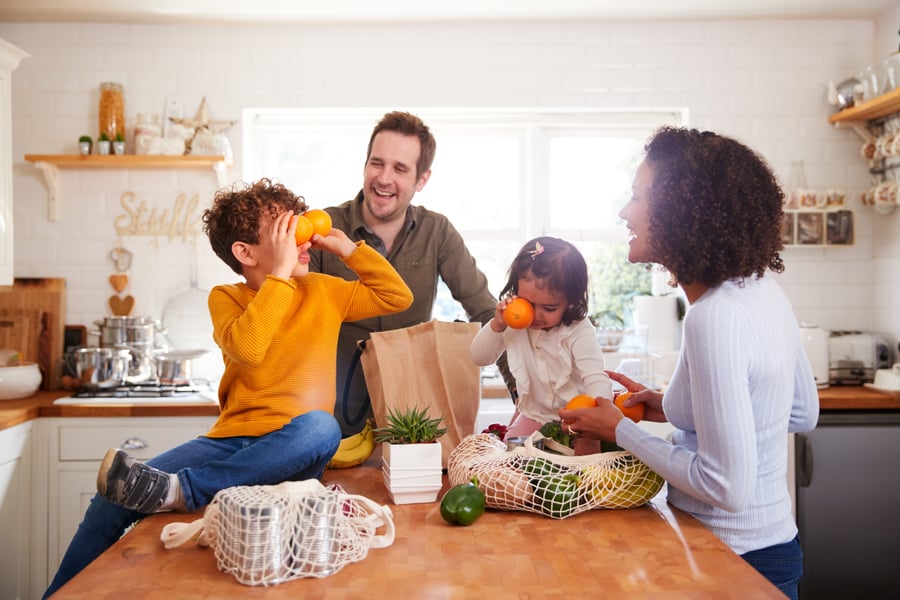 family in kitchen